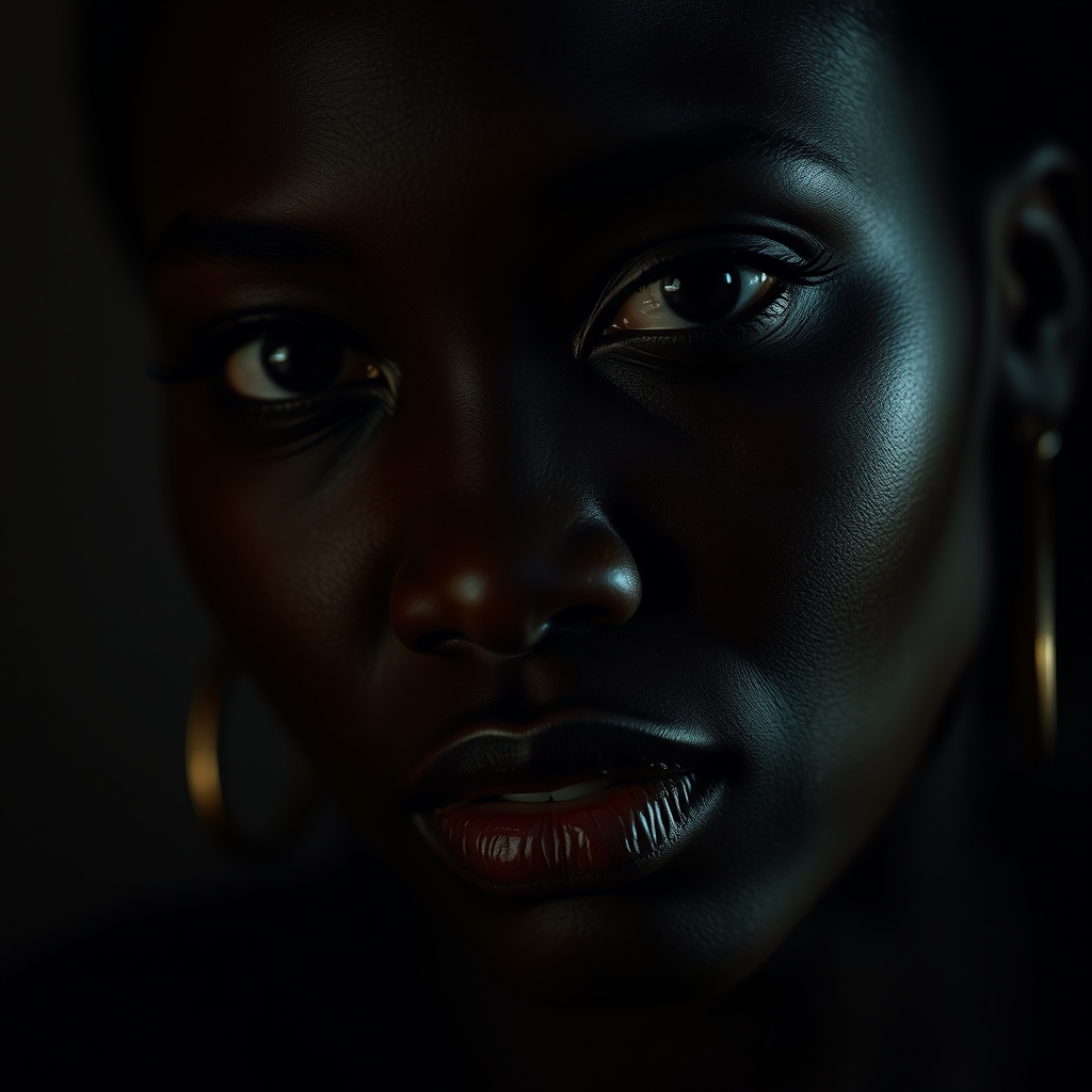 Draft: film noir close-up portrait of a woman